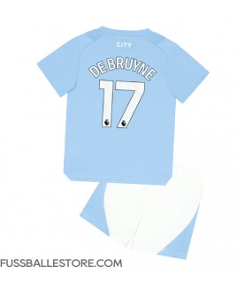 Günstige Manchester City Kevin De Bruyne #17 Heimtrikotsatz Kinder 2023-24 Kurzarm (+ Kurze Hosen)